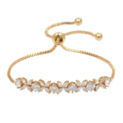 Athena CZ Grace Crystal Bracelet – Gold -Adjustable