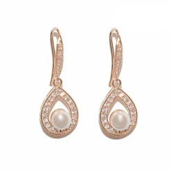CZ Precious Pearl Earrings – Rose Gold -Bridal Supply Store rsz 7993179e251f483a85e10eb3a7962971