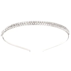Athena Collection – Double Row Crystal Headband – Silver