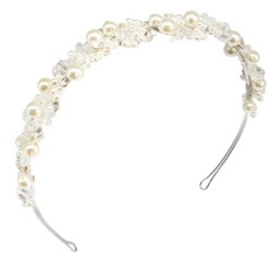 Athena Collection – Pearl Cluster Headband – Silver *