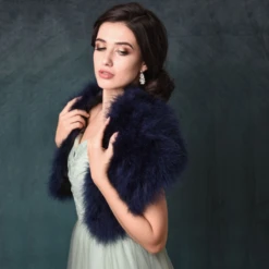 Sass B Collection – Vintage Inspired Marabou Feather Stole – Navy