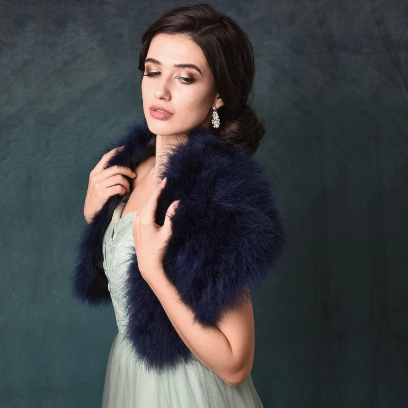 Sass B Collection – Vintage Inspired Marabou Feather Stole – Navy 3 Sass B Collection – Vintage Inspired Marabou Feather Stole – Navy