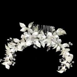 Athena Collection – Floral Extravagance Headpiece – Silver