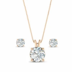 CZ Collection Classic Crystal Necklace Set – A – Rose Gold