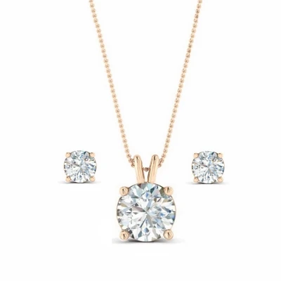 CZ Collection Classic Crystal Necklace Set – A – Rose Gold 3 CZ Collection Classic Crystal Necklace Set – A – Rose Gold