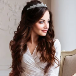 Athena CZ Collection Lavish Crystal Tiara – Silver