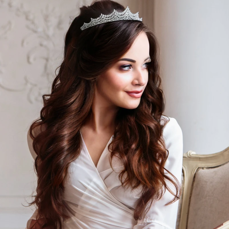 Athena CZ Collection Lavish Crystal Tiara – Silver 3 Athena CZ Collection Lavish Crystal Tiara – Silver