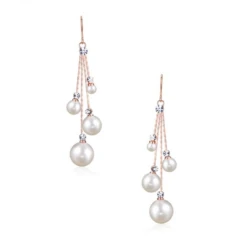 Athena CZ Collection Pearl Drop Earrings – Rose Gold *