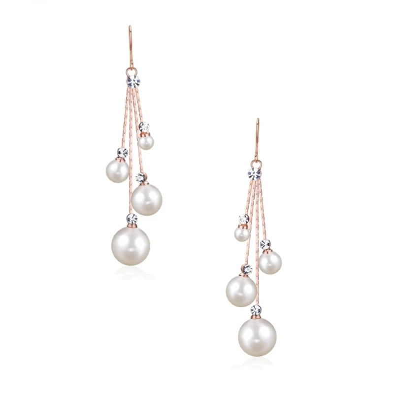 Athena CZ Collection Pearl Drop Earrings – Rose Gold * 3 Athena CZ Collection Pearl Drop Earrings – Rose Gold *