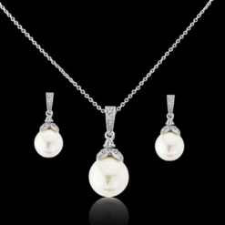 CZ Collection Precious Pearl Necklace Set – Silver -Bridal Supply Store rsz b7482962cb4a4b74bab3bab3b8fd9bf0