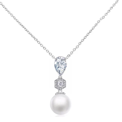 CZ Collection Exquisite Pearl Drop Necklace 3 CZ Collection Exquisite Pearl Drop Necklace