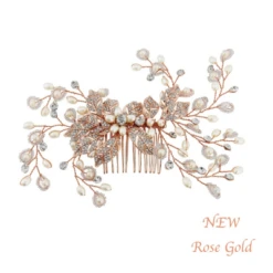 Athena Crystal Extravagance Hair Comb Rose Gold