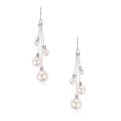 Athena CZ Collection Pearl Drop Earrings – Silver