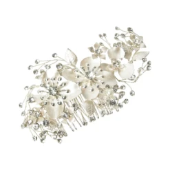 Athena Collection – Exquisite Floral Hair Comb – Silver *