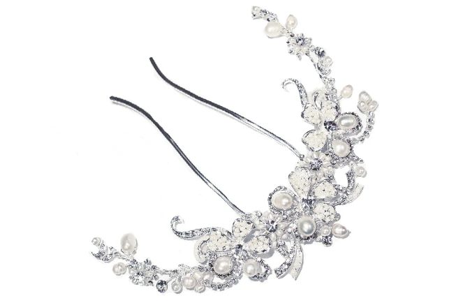 Ivory And Co Silver Pearl Crescent Comb 3 Ivory And Co Silver Pearl Crescent Comb