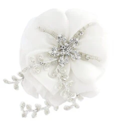 Verity White Bridal Hair Flower
